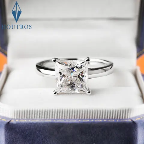1-4 Carat Princess Cut Moissanite Rings for Women 925 Sterling Silver Solitaire Diamond Engagement Ring Wedding Bands Jewelry