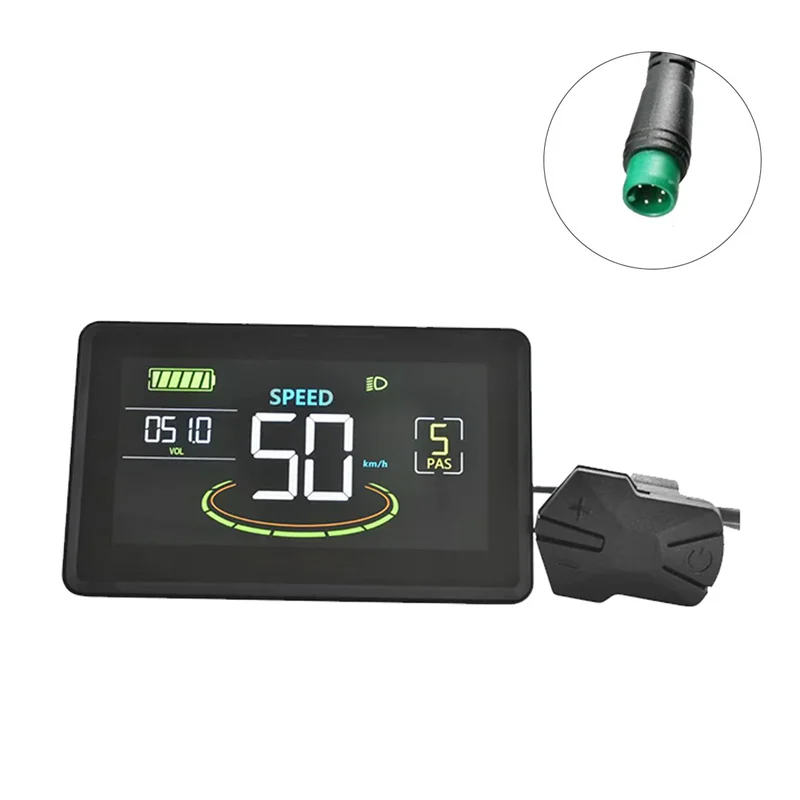 A9oP- H6C Electric Bike LCD Display Meter 24V-60V E Scooter LCD Panel Color Screen with USB UART for Electric Bike(5PIN)
