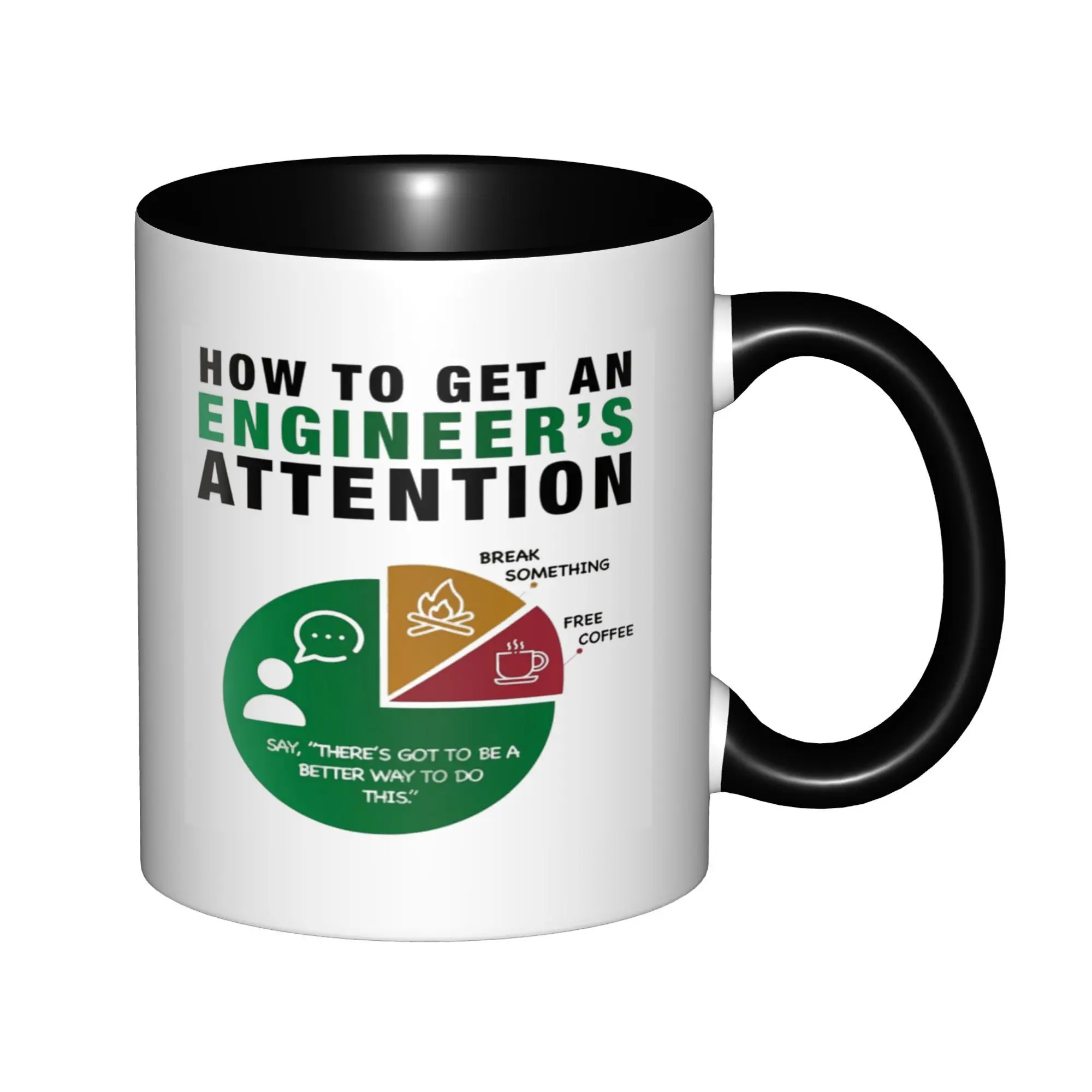 

How To Get An Engineer's Attention Mugs With Black Handle Birthday Coffee Mugs Ceramic Tea Cups 11oz