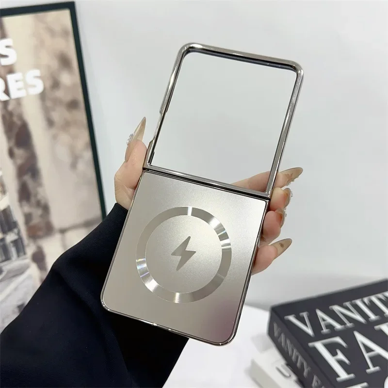 Electroplate Matte for Magsafe Magnetic Phone Case for Samsung Galaxy Z Flip 7 6 5 4 Flip7 FE Wireless Charging Protective Cover