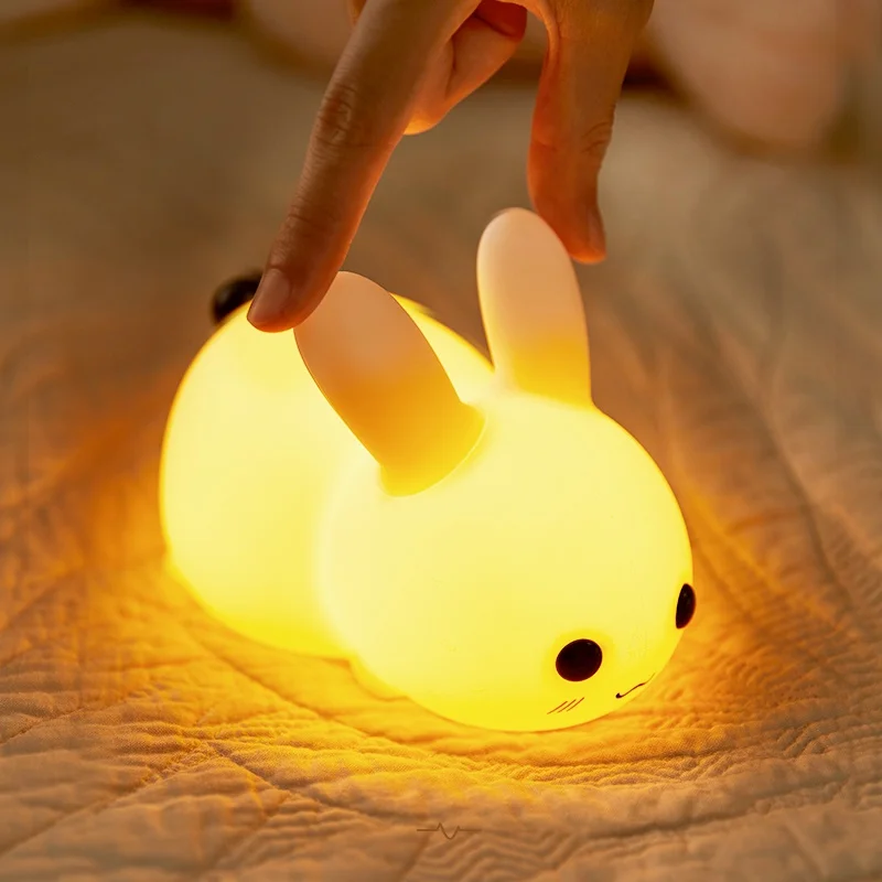 Touch Tinting Night Light Cute Cartoon Desk Lamp Sleep Atmosphere Lamp USB Rechargeable Two Tone Light Decor Lamp for Bedroom