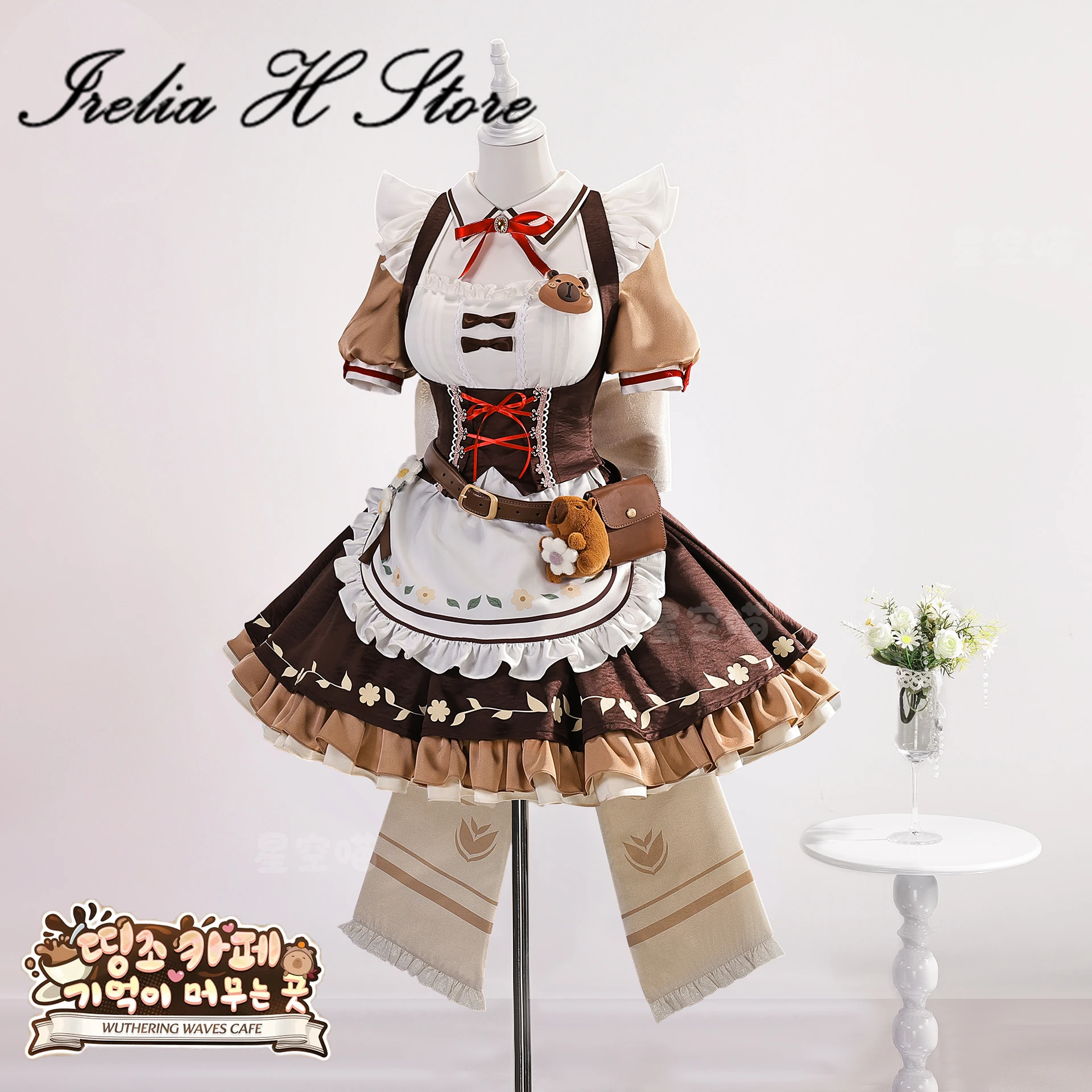 

Irelia H Store Chisa cafe Платье горничной Wuthering Waves Chisa Косплей Костюм Женская игра на Хэллоуин