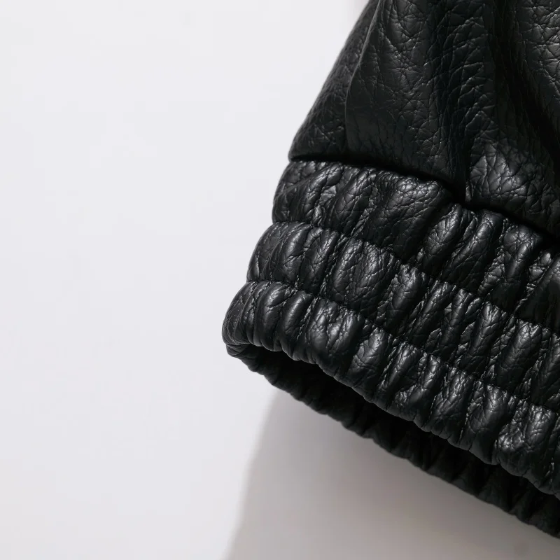 Vestes en similicuir noir chic originales pour femmes, manches longues, boutons, coupe oversize, mode automne-hiver 2026, streetwear