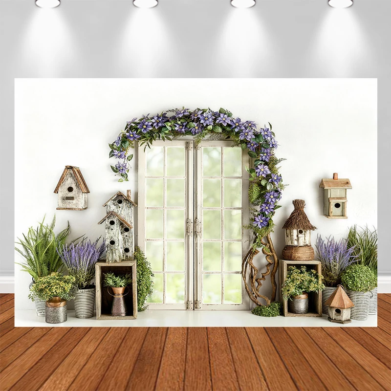 

LS Photography Background Spring Purple Arch Flowers Adult Maternity Portrait Birthday Party Decor Backdrop Photo Studio