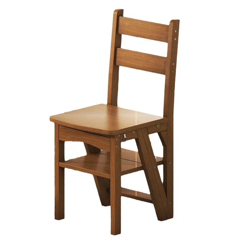 

Ladder chair Household ladder chair Folding telescopic dual-purpose solid wood stool Indoor climbing herringbone