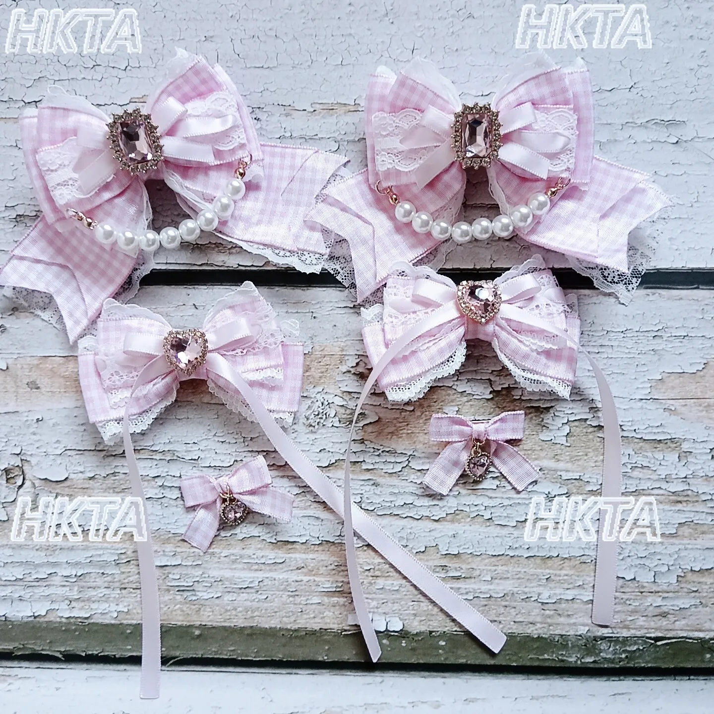 

Handmade Original Japanese Style Plaid Lace Hairpin Japanese Bows Mass Production Headwear Side Clip Women Apparel Accessories