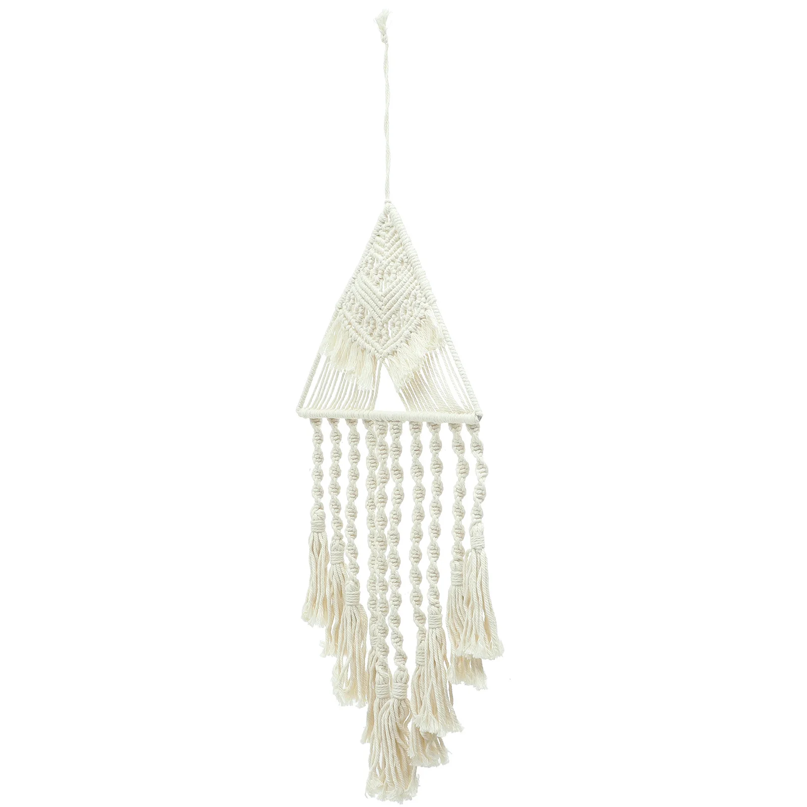 Boho Makrama Tkana Dekoracja Ścienna Trójkątna z Frędzlami Ręcznie Robiona Gobelin Ozdoba Ścienna w Stylu Boho do Sypialni