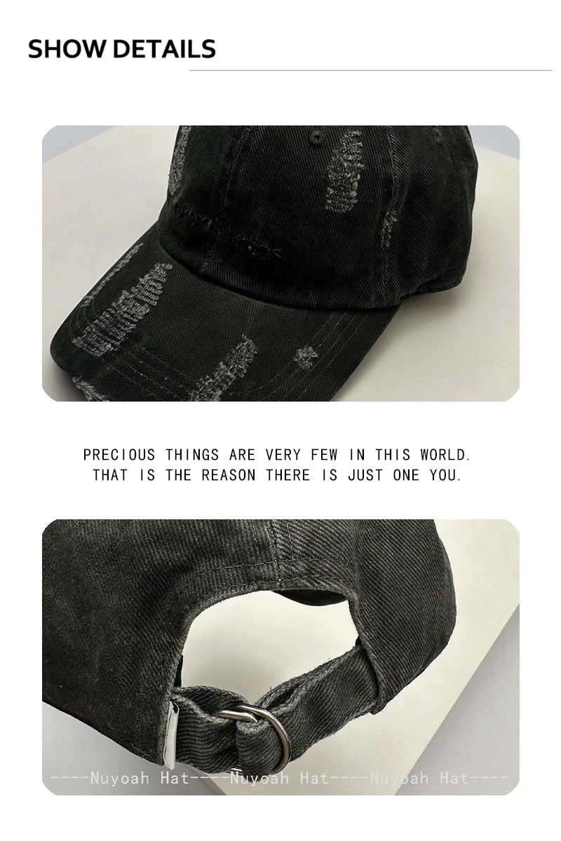 Neue Unisex Amerikanische Baseballkappen mit Distressed-Stickerei, Sonnenschutz, Vielseitig, Retro, Schirmmützen, Modisch – Detail 3
