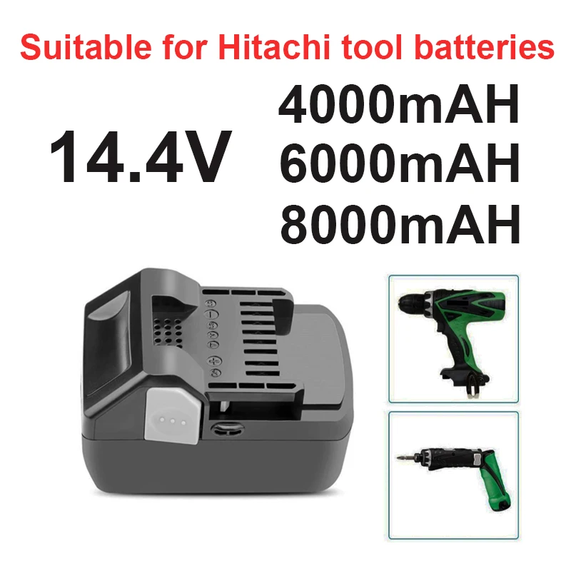 Upgraded 4.0/6.0/8.0mAh! 14.4V Battery for Hitachi 14.4-Volt Tools BSL 1830C, BSL 1830, BSL 1815X, BSL 1815S, BSL 1825, 330139 3