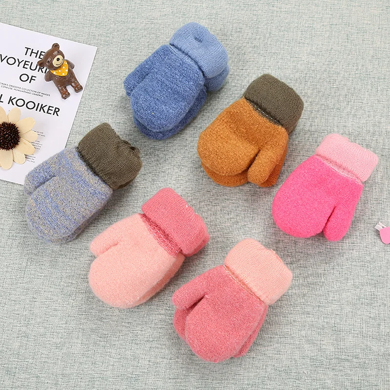 

Детские варежки с героями мультфильмов, зимние теплые детские вязаные перчатки для маленьких мальчиков и девочек для детей ясельного возраста