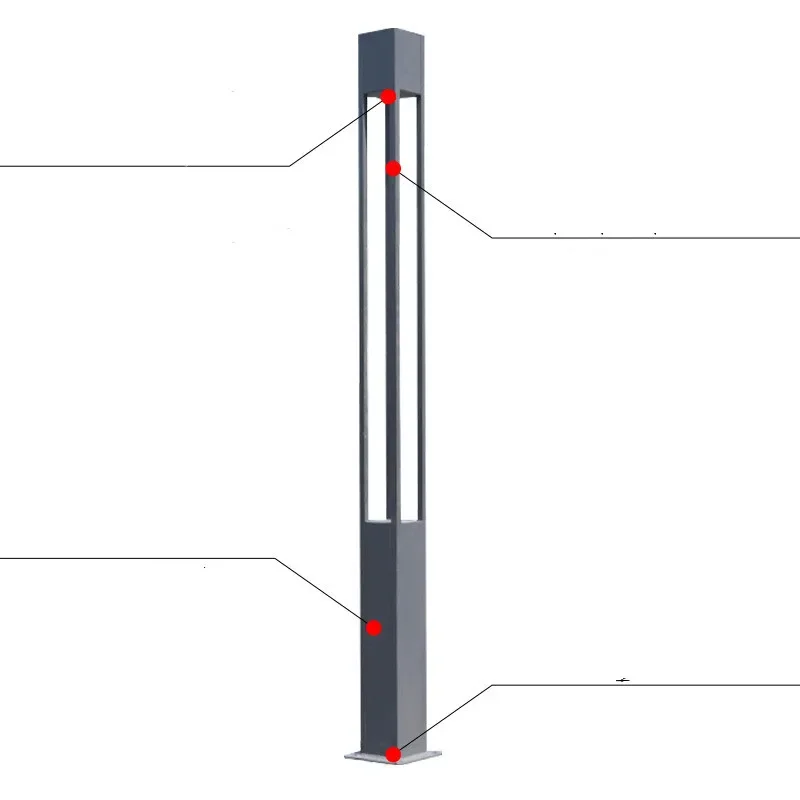 Lampe de jardin à profil en aluminium, lampe de jardin carrée à LED, lampe de paysage de jardin extérieur, éclairage de route communautaire