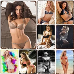 Sexy Metal Tin Signs Plaque Pinup Girls Wall Decoration Vintage Art Posters Iron Painting for Man Cave Home Cafe Garden Club Bar