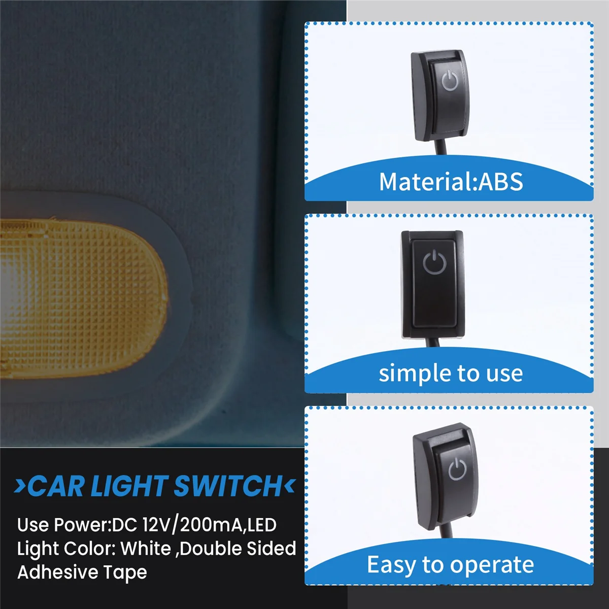 Jtron Car Button Switch Diy Switch Paste Type Off/On Switch For Car Reading Lamp/Turn Lights Small Light Dc 12V/200Ma