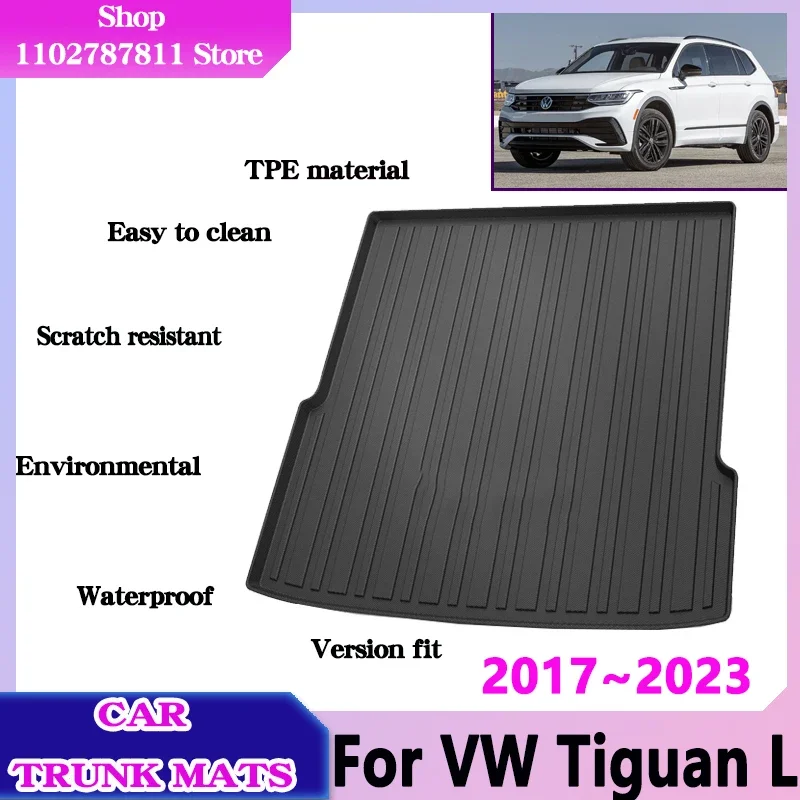 Car Trunk Cushion for Volkswagen VW Tiguan L MK2 Accessories 2017~2023 Anti-scratch Waterproof TPE Material Tray Mat Storage Pad