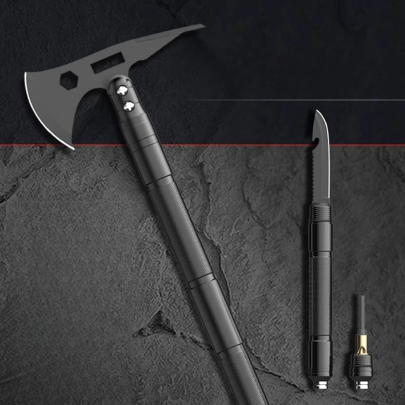 

New Multifunctional Outdoor Small Axe with Fire Rod Gardening Hoe Portable Tactical Pickaxe Hand Axe