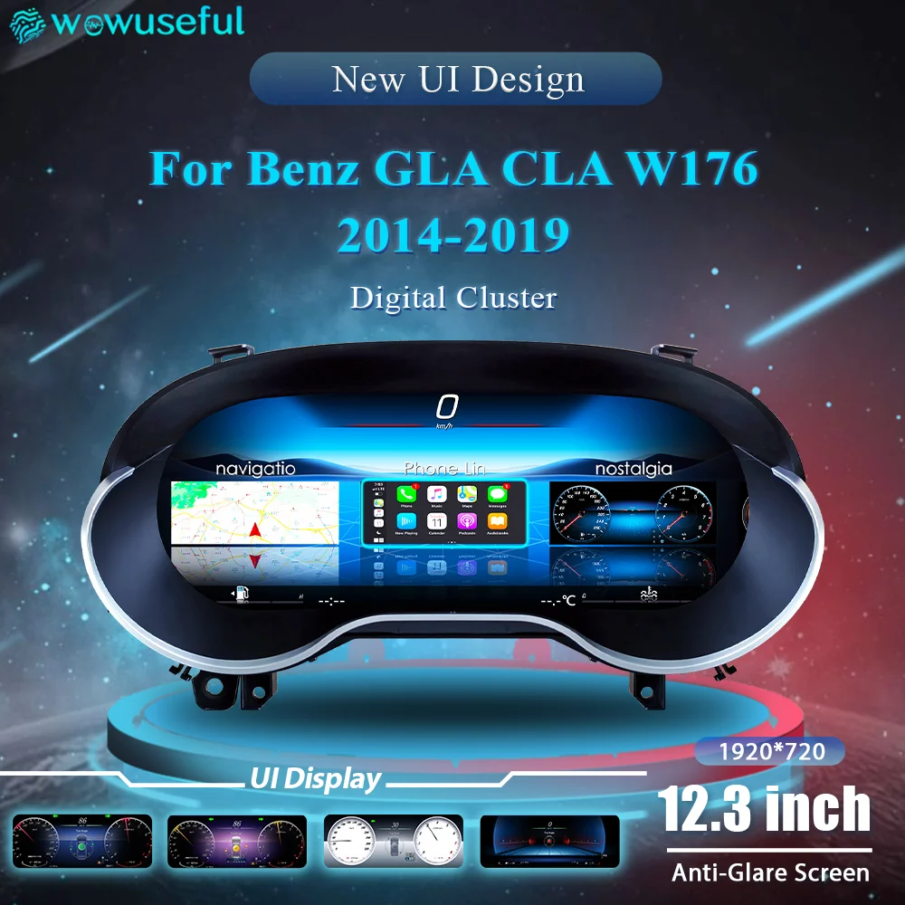 Image of 12,3'' Digital Dashboard Cluster Für Mercedes Benz C GLA CLA W176 117 C177 X156 2014 6 Ntg4.5 5,0 Auto Instrument Panel Cockpit