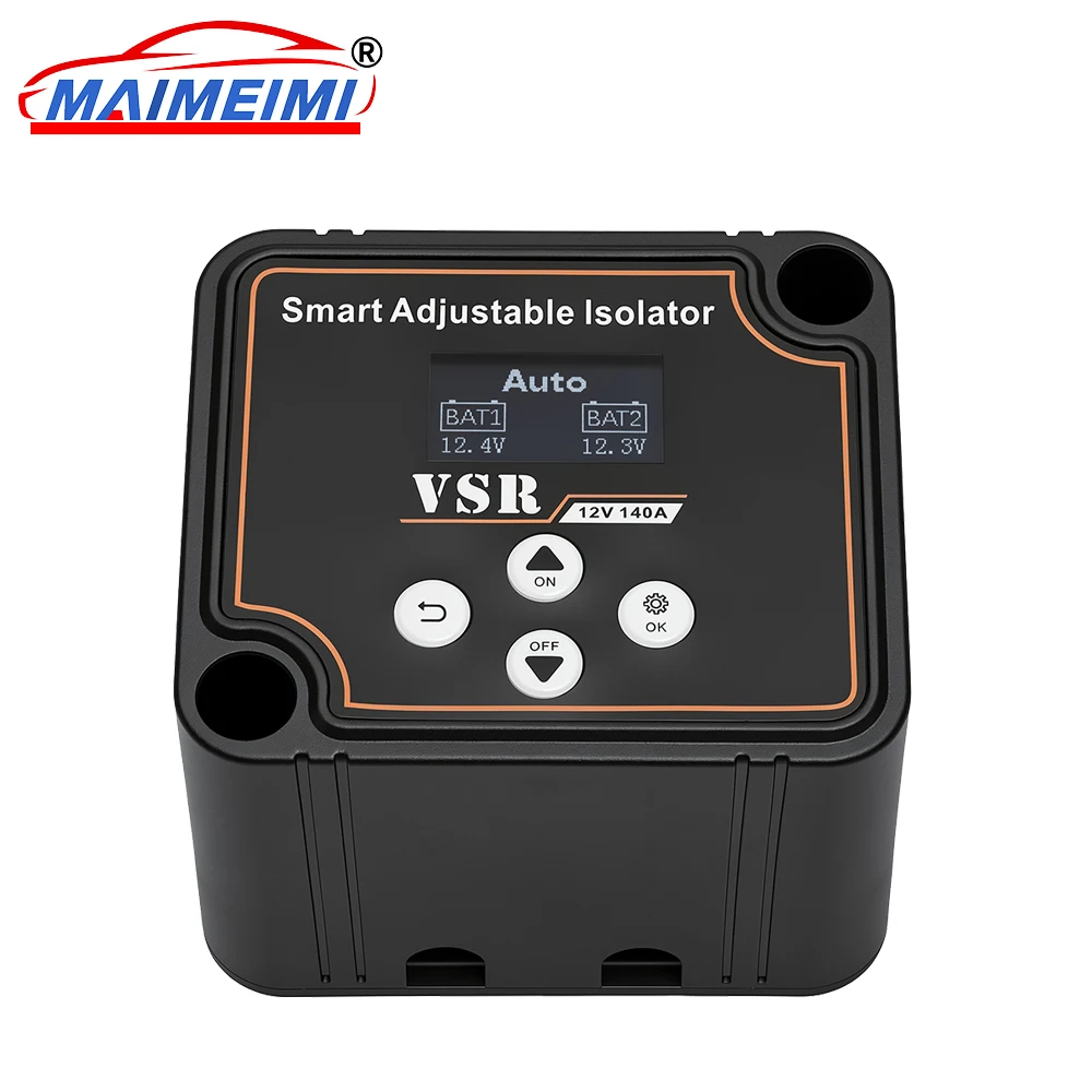 12V 140A Adjustable Dual Battery Isolator LCD Display Voltage Sensitive Split Charge Relay Voltage Setting VSR for Camper Car RV
