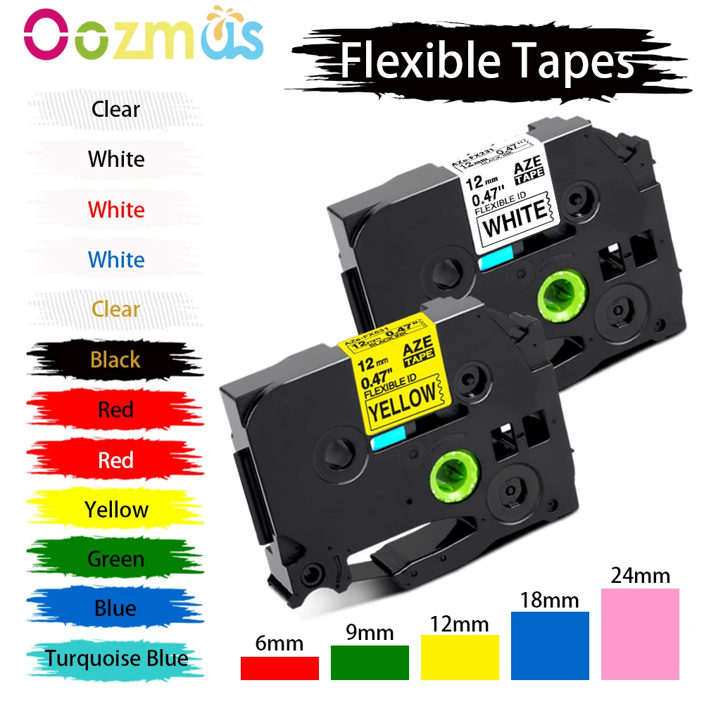 12mm Tze FX 231 Multicolors For Flexible Tapes Compatible for Brother p-touch printer Flexible ID Label tze-fx231 for Wire Flag