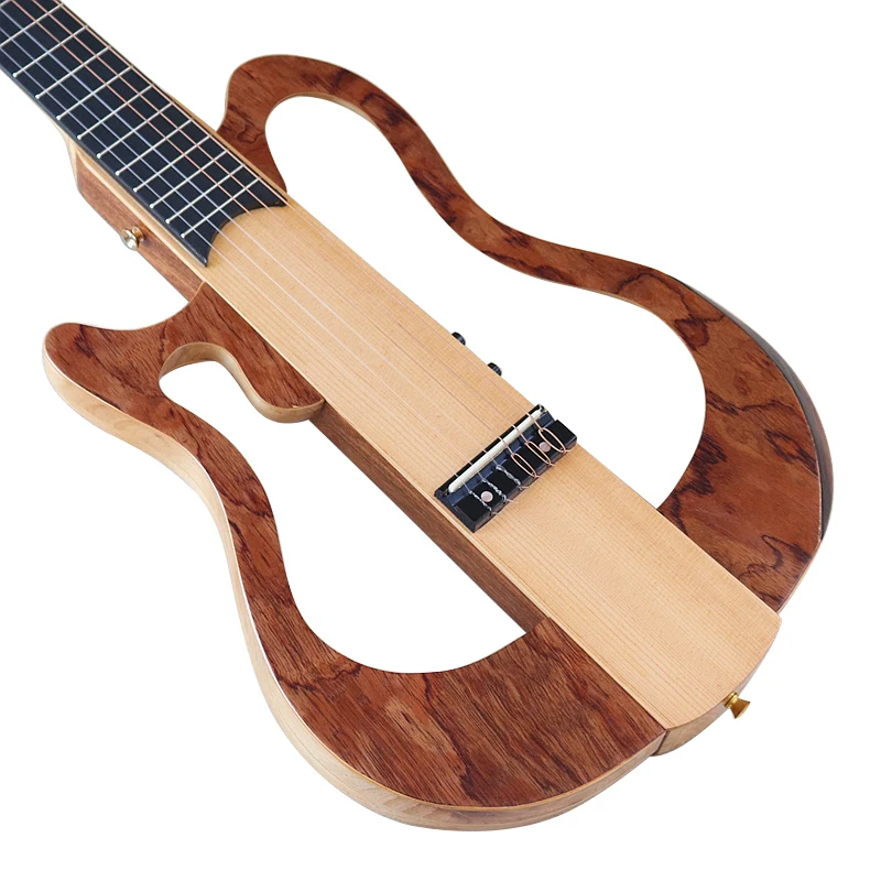 Left Hand Silence Classical Guitar 39 Inch Full Canada Matte 6 String Maple Wood Body One Side Can Foldable Silent Guitar