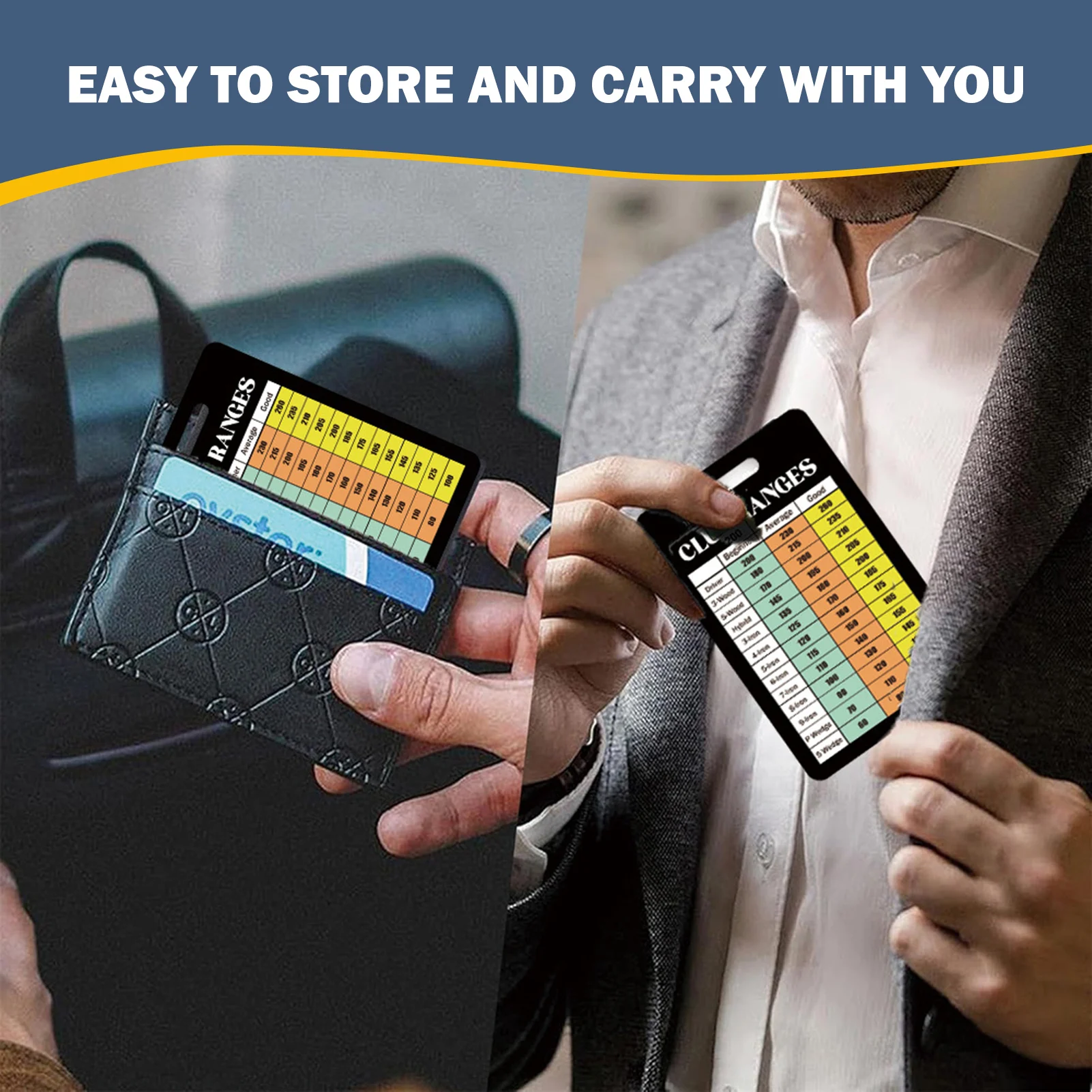 Golf Club Range Chart Card Sturdy Durable Quick Reference Yardage Card Funny Present for Golfers Friends