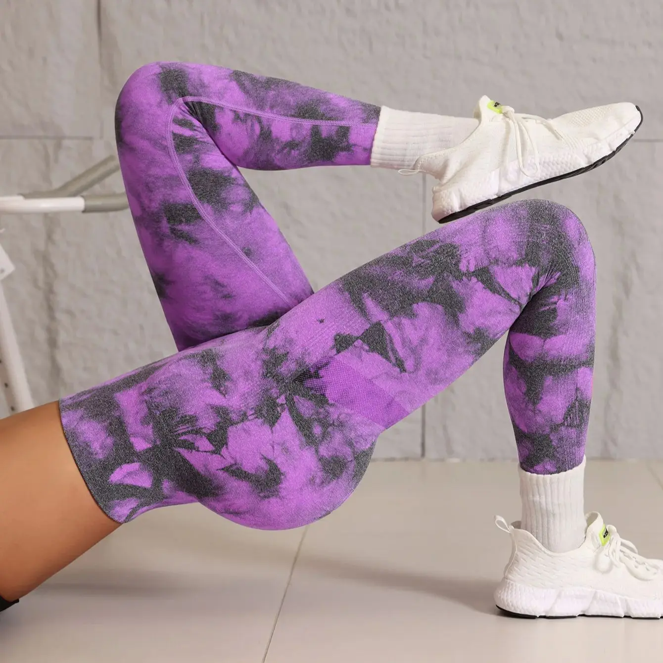 New Women Tiedye Gym Leggings Vintage Yoga Pants Scrunch Sports Fitness Tights High Waist Workout Training Athletic Leggins