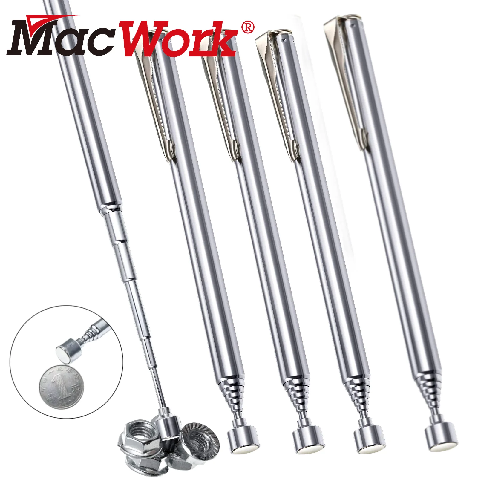 

Магнитный захват-пикапер без подсветки, телескопический, 25 дюймов, для извлечения предметов