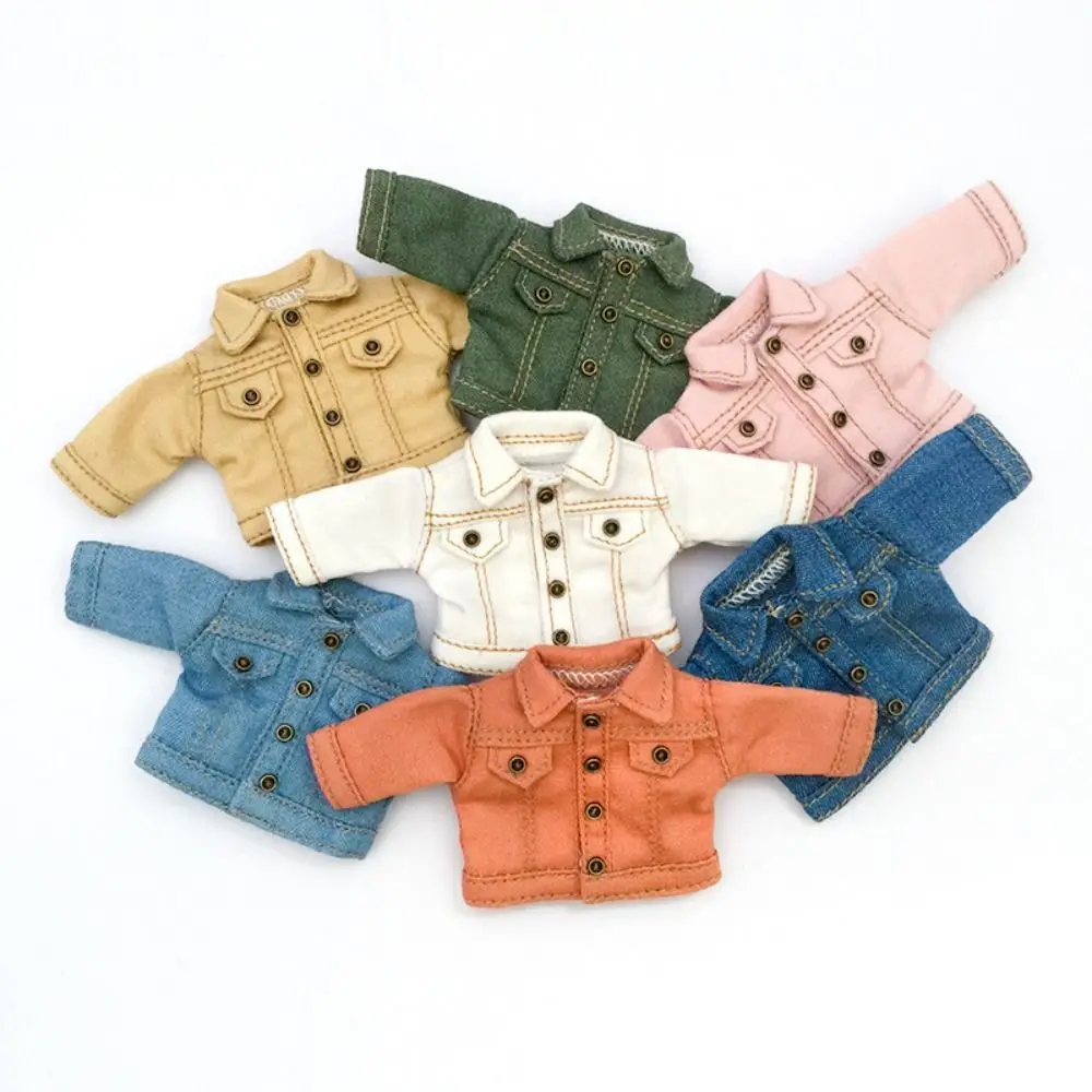 Nueva moda abrigo para muñeca Material de algodón 8 colores ropa Casual trajes DIY chaqueta vaquera para muñecas 1/12 BJD/GSC/para muñecas OB11 1/11