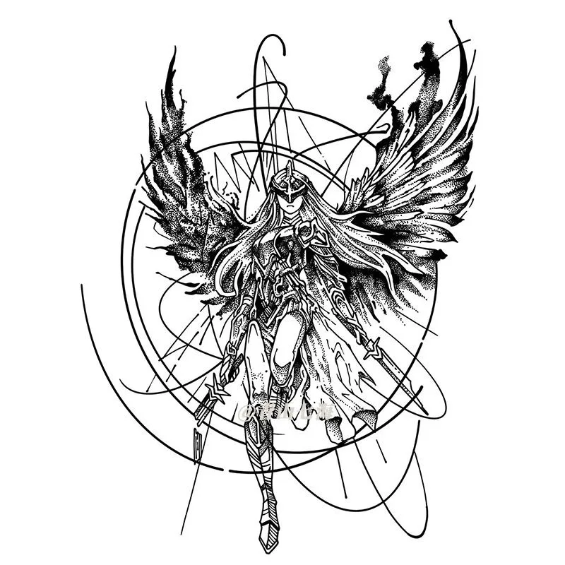 Herbal Angel Temporary Tattoos for Women Arm Art Tattoo Sticker Waterproof Stickers Thigh Punk Fake Tattoo Semi Permanent