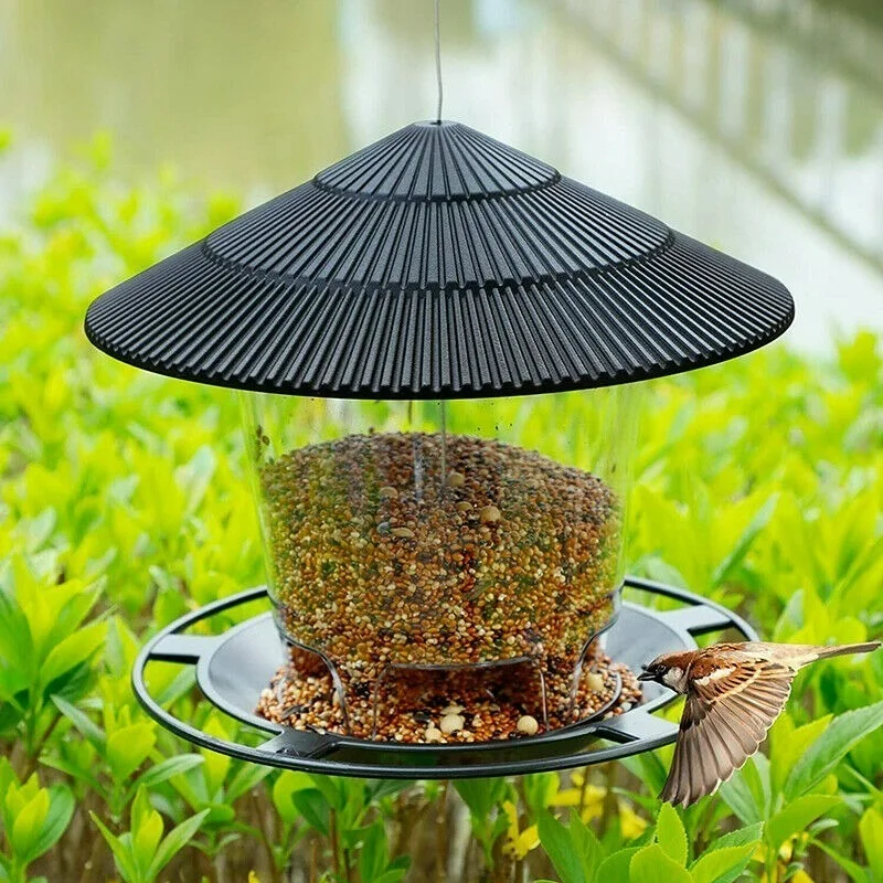 

Wild Bird Feeder Cage Outdoor Bird Feeding House Waterproof Gazebo Hanging Outdoor Container with Hang Rope Bird Feeder Garden