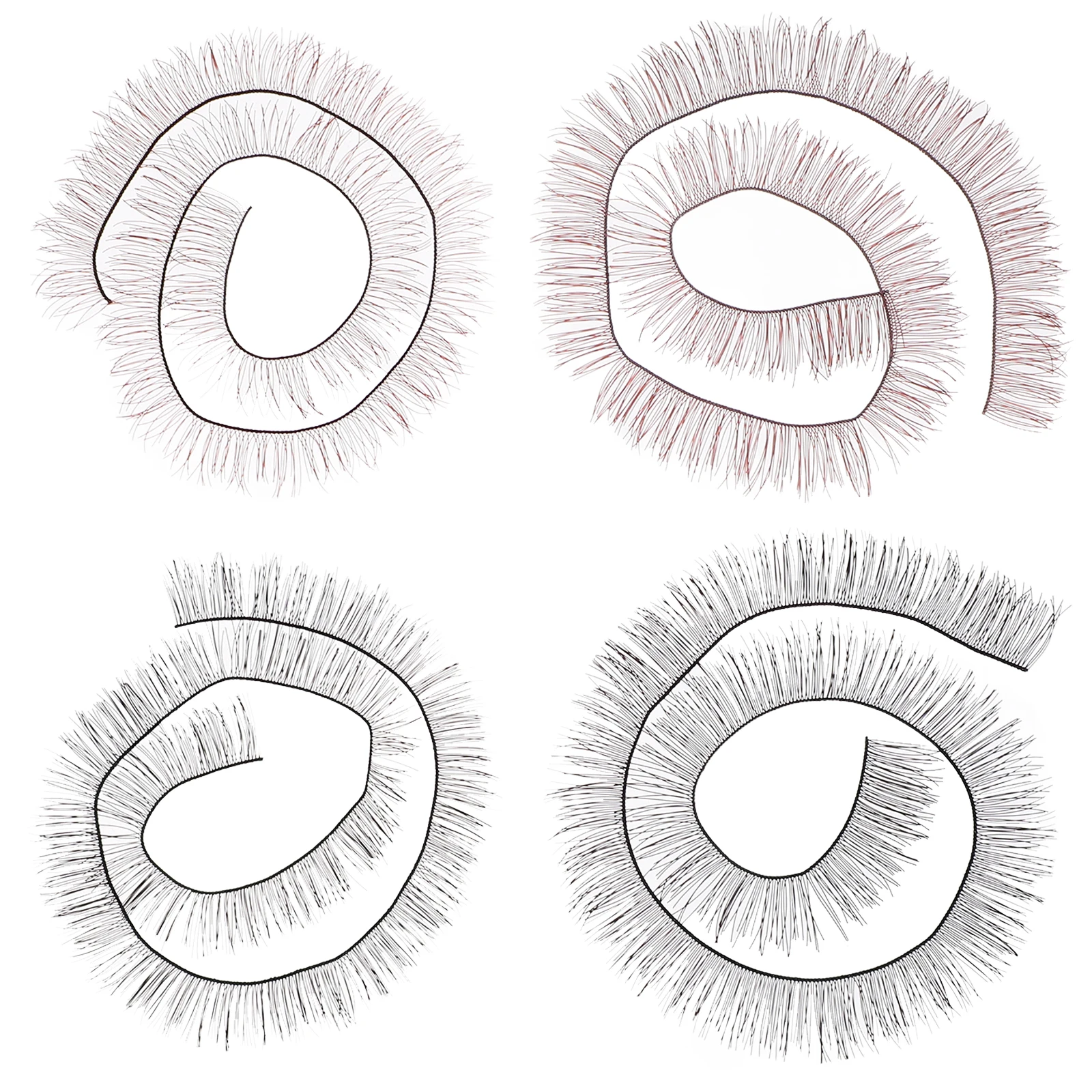 

4 Pcs Handmade False Eyelashes Eyelashes Accessories Lashes (Black 1cm + Black 0.8cm + Brown 1cm + B