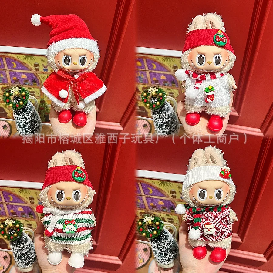 Conjunto de Ropa de Navidad, Ropa de muñeca roja para Festival, Ropa para Labubu V3, Ropa para muñecas, accesorios, Ropa Labubu
