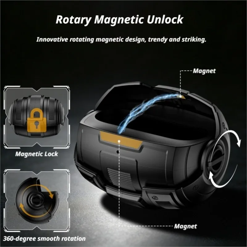 Metal Mechanical Headphone Case Rugged Armor with Wrist Strap for AirPods 4 5 Pro Pro2 Pro3 Military Shockproof Men's Cover
