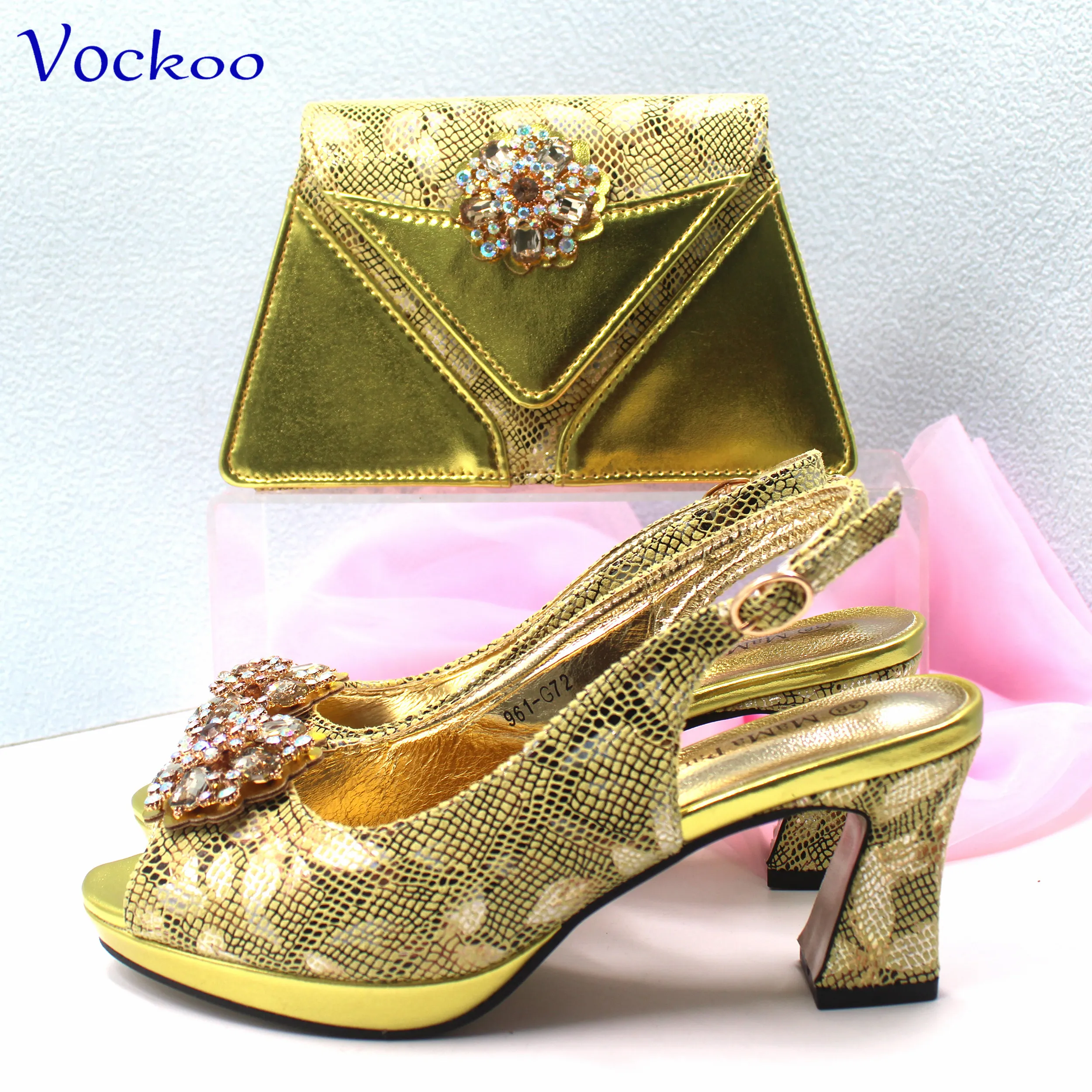 

Wedding Shoes and Bag Set with Platform High Quality New Design Nigerian Ladies Sandals Peep Toe for Dress