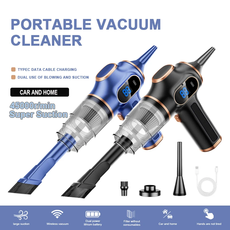 

Portable mini car and household vacuum cleaners with strong suction are suitable for cleaning dust, debris, and small fragments