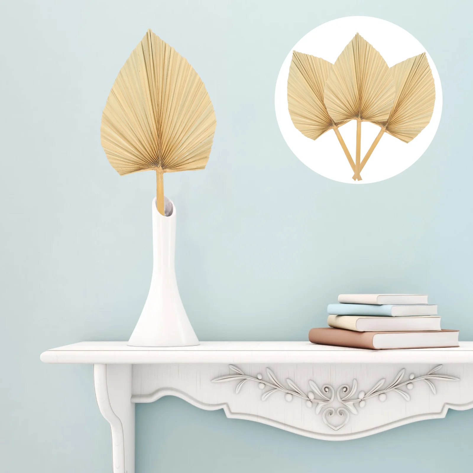 

3pcs Natural Dried Palm Decor Wall Hanging Wedding Party Flower Arrangement Ornament Hotel Art Supply Scene Layout Prop Festival