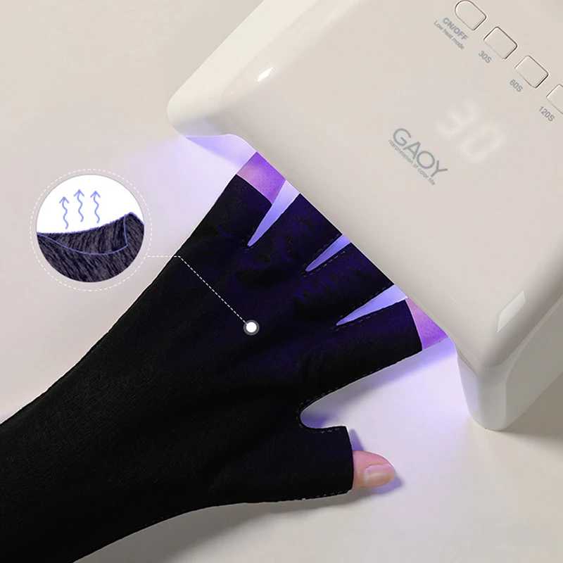 2pcs Nail Art Glove UV Protection Glove Anti UV Radiation Protection Gloves Protecter for Nail Art Gel UV LED Lamp Tool