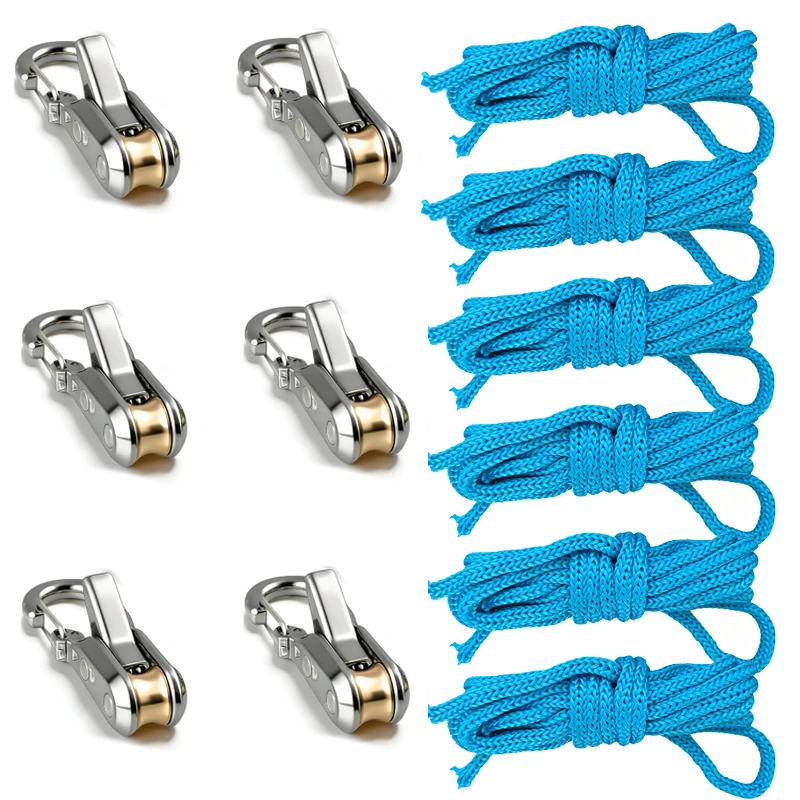 Herramienta para atar cuerdas y tensor con tensor de rodillo, hebilla retráctil de alta resistencia con cuerda adicional, adecuado para acampar