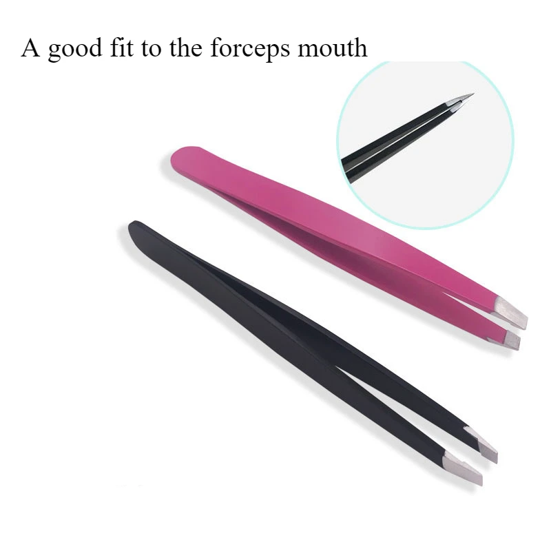 Stainless Steel Black Oblique Eyebrow Clipper Beauty Tool Eyebrow Clipper with False Eyelash Tweezers