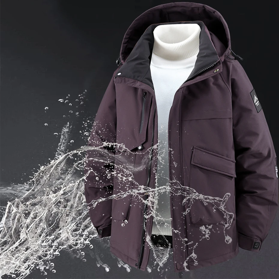 الشتاء سترات الرجال سترة واقية مقاومة للماء سترة موضة معطف البضائع غير رسمية الذكور سترات سميكة ملابس خارجية في الهواء الطلق حجم كبير 11XL #2