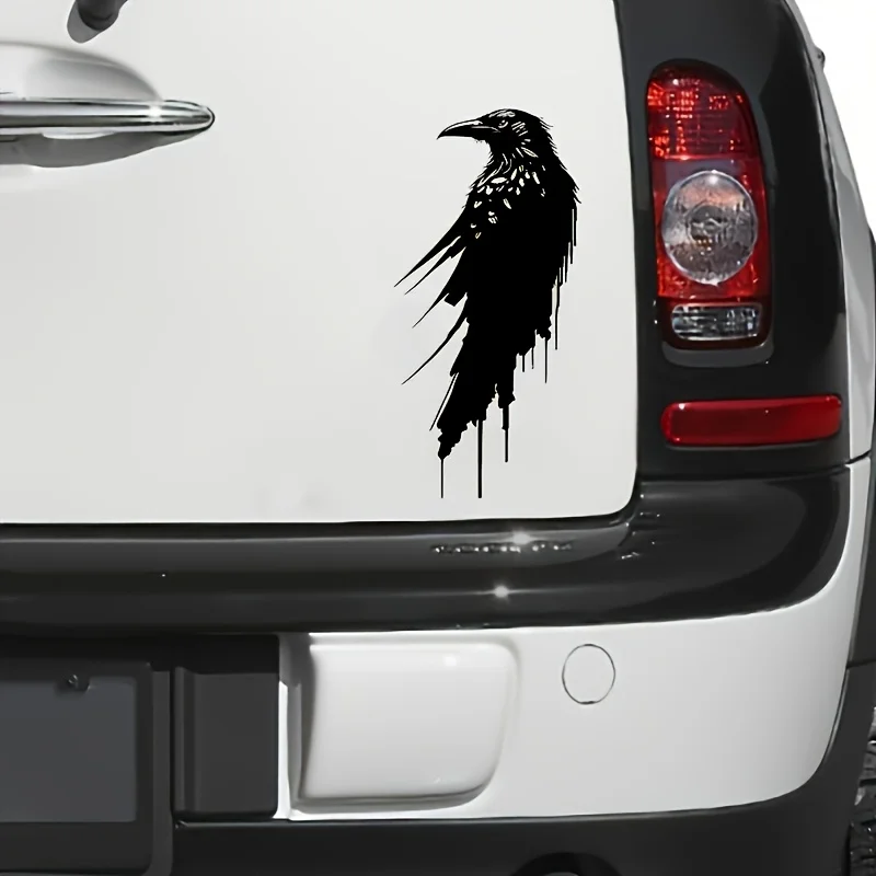 An Abstract Black Watercolor Style Crow Sticker -Suitable for Smooth Surfaces Like Cars, Windows, And Computers