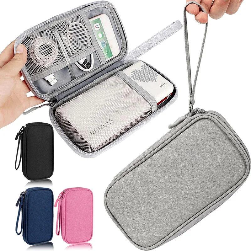 Bolsa de Armazenamento Digital Portátil para Viagem - Organizador de Cabos USB e Estojo para Fones de Ouvido, Bolsa de Armazenamento Multicamadas para Praticidade e Organização