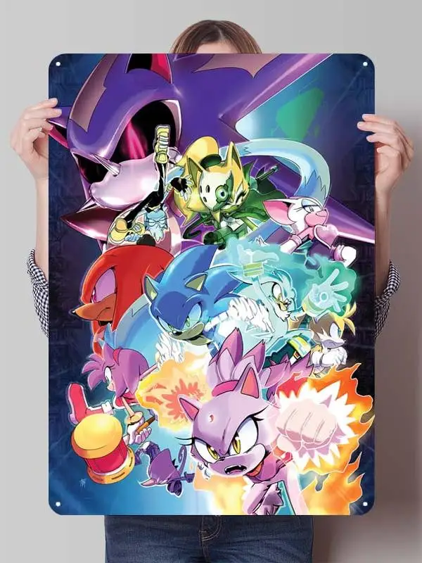 Classic Anime Movie Posters Sonic the Hedgehogs Metal Signs Aesthetic Room Decor Men Custom Tin Plaques for Wall Art Decoration