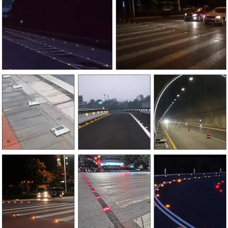 4 Pc Solar Spike Light Profile Label Led Highway Cast Aluminum Ground Buried Light Flash Road Warning Light