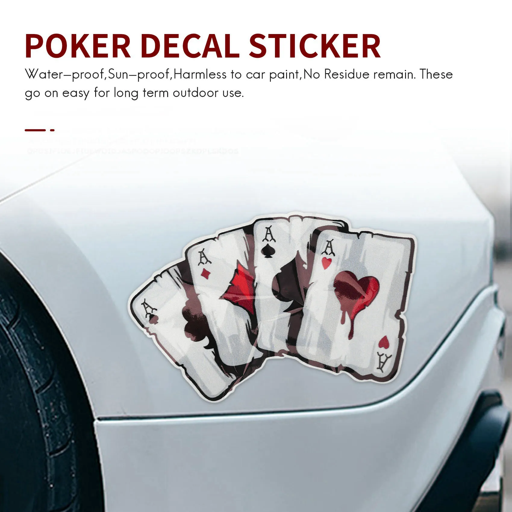 Car Stickers, Funny Poker Pattern Truck Vehicle Body Window Reflective Sticker Decals Decoration