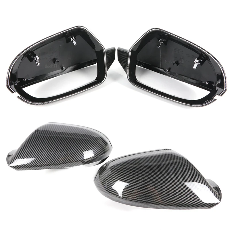 Bright Black Side Mirror Caps For Audi A6 S6 RS6 C7 C7.5 2011 2012 2013-2018 Replacement style Carbon Fiber Mirror Cover Covers