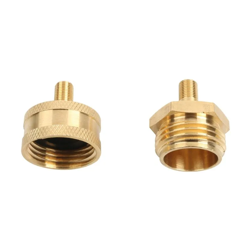 A33K-RV Blow Out Plug For Winterization - Brass Sprinkler Water Blow With Schrader Valve To 3/4'' GHT Garden Hose Connection