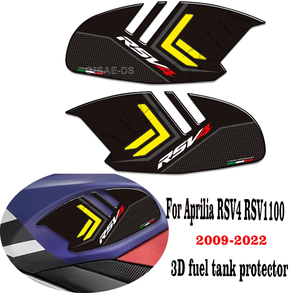 

For Aprilia RSV4 RSV1100 Motorcycle Tank Pad Gas Tank Grips Side Stickers Knee Protectors Decal Kit 2009 - 2022
