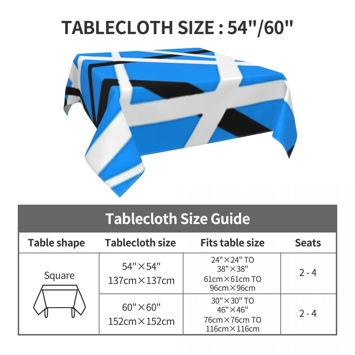 Van Halen Print Tablecloth Blue And White Retro Table Cloth For Wedding Birthday Party Table Cover Protection Table Decoration