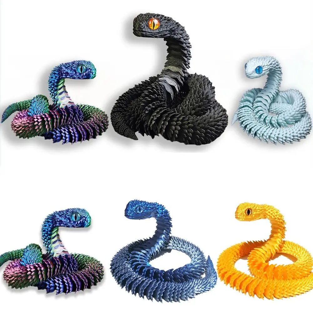 Gifts PLA 3D Printed Snake Movable Joint Articulated Structure Snake Fidget Simulation Snake Desktop Decor