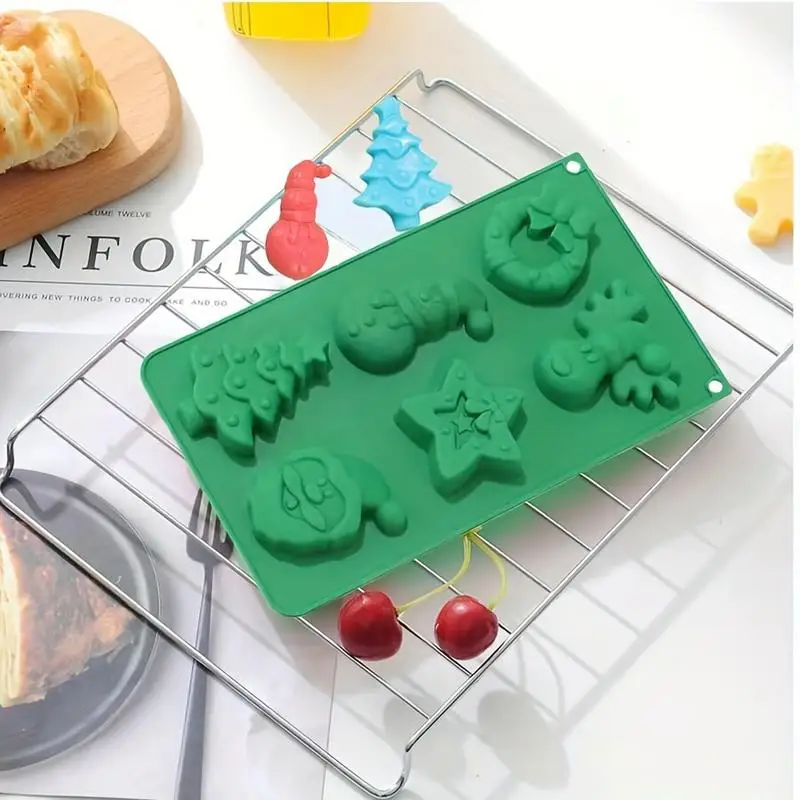 Christmas Silicone Molds for Chocolate Baking Santa Claus Snowman Tree Trays Mousse Cookies Mold Bells Candy Soap Candle Xmas